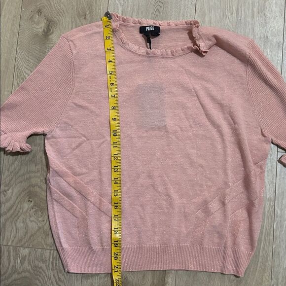 Paige Triste Metallic Ruffle Trim Top in Peach Metallic, Size XL, NWT - Picture 11 of 13